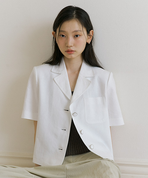 LINGSEOUL(リングソウル)の「linen half sleeve jacket-ivory(テーラードジャケット・レディース・その他・SMALL/MEDIUM)」の2枚目の写真