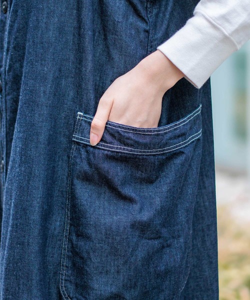 D.M.G.（ドミンゴ）の「[D.M.G / ディーエムジー] 6.5ozデニム ワークサロペットスカート（サロペット/オーバーオール・レディース・ワンウォッシュ・FREE）」の4枚目の写真