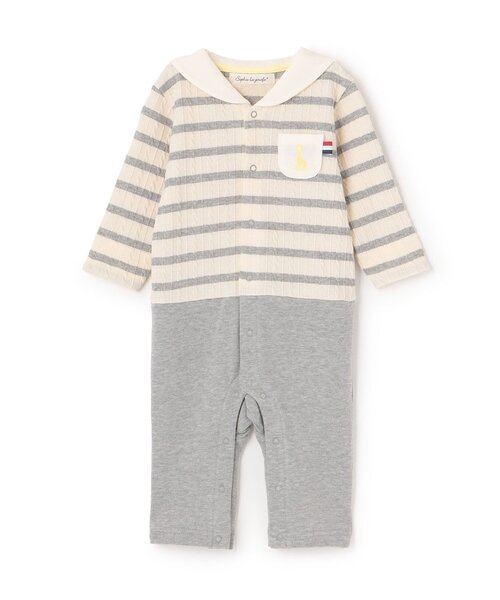 Sophie la girafe(ソフィーラジラフ)の「ジャカードボーダーセーラーカバーオール【日本製】(ロンパース・キッズ・グレー/ネイビー・70cm/80cm)」の2枚目の写真