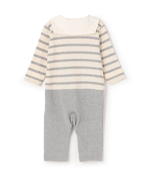 Sophie la girafe(ソフィーラジラフ)の「ジャカードボーダーセーラーカバーオール【日本製】(ロンパース・キッズ・グレー/ネイビー・70cm/80cm)」の3枚目の写真