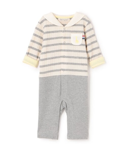 Sophie la girafe(ソフィーラジラフ)の「ジャカードボーダーセーラーカバーオール【日本製】(ロンパース・キッズ・グレー/ネイビー・70cm/80cm)」の4枚目の写真