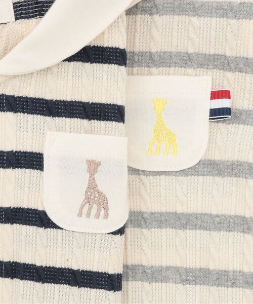 Sophie la girafe(ソフィーラジラフ)の「ジャカードボーダーセーラーカバーオール【日本製】(ロンパース・キッズ・グレー/ネイビー・70cm/80cm)」の6枚目の写真