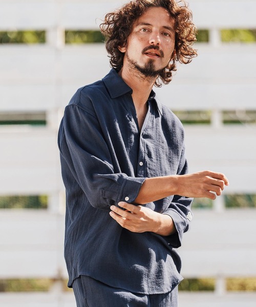 1minute 1second(ワンミニットワンセカンド)の「mhs2458-half sleeve linen like shirt シャツ(1M26H150)(シャツ/ブラウス・メンズ・ブラック/ネイビー/ホワイト・S/M/L/XL)」の3枚目の写真