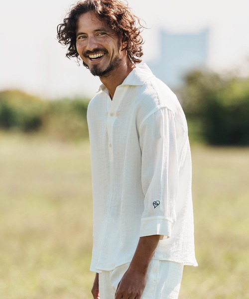 1minute 1second(ワンミニットワンセカンド)の「mhs2458-half sleeve linen like shirt シャツ(1M26H150)(シャツ/ブラウス・メンズ・ブラック/ネイビー/ホワイト・S/M/L/XL)」の1枚目の写真