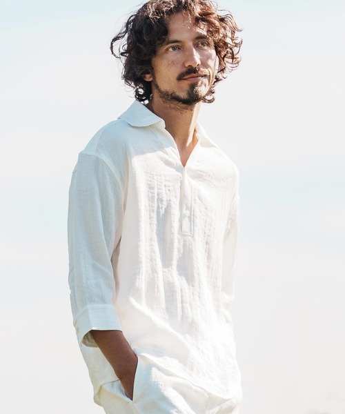 1minute 1second(ワンミニットワンセカンド)の「mhs2458-half sleeve linen like shirt シャツ(1M26H150)(シャツ/ブラウス・メンズ・ブラック/ネイビー/ホワイト・S/M/L/XL)」の5枚目の写真