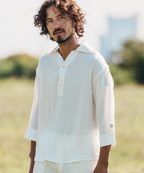 1minute 1second(ワンミニットワンセカンド)の「mhs2458-half sleeve linen like shirt シャツ(1M26H150)(シャツ/ブラウス・メンズ・ブラック/ネイビー/ホワイト・S/M/L/XL)」の6枚目の写真