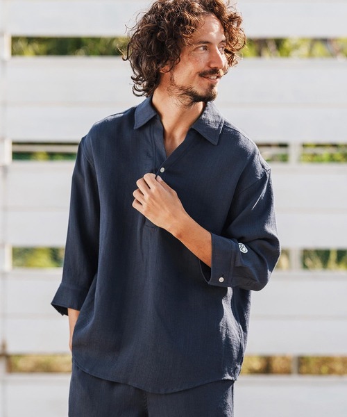 1minute 1second(ワンミニットワンセカンド)の「mhs2458-half sleeve linen like shirt シャツ(1M26H150)(シャツ/ブラウス・メンズ・ブラック/ネイビー/ホワイト・S/M/L/XL)」の11枚目の写真