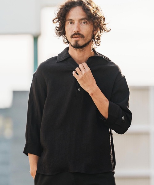1minute 1second(ワンミニットワンセカンド)の「mhs2458-half sleeve linen like shirt シャツ(1M26H150)(シャツ/ブラウス・メンズ・ブラック/ネイビー/ホワイト・S/M/L/XL)」の14枚目の写真