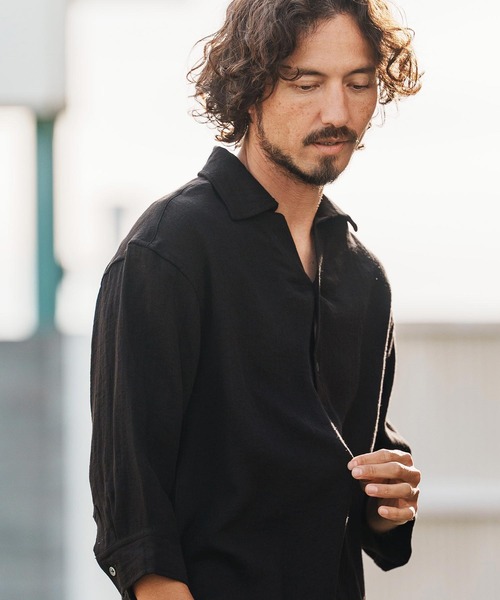 1minute 1second(ワンミニットワンセカンド)の「mhs2458-half sleeve linen like shirt シャツ(1M26H150)(シャツ/ブラウス・メンズ・ブラック/ネイビー/ホワイト・S/M/L/XL)」の15枚目の写真