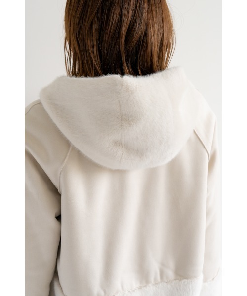 M.deux(エムドゥ)の「フェイクムートンファーコート(テーラードジャケット・レディース・キャメル/グレイッシュベージュ・MEDIUM)」の14枚目の写真