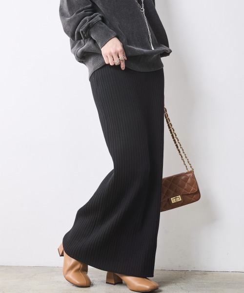 CHIC STYLE（シックスタイル）の「ワイドリブニットタイトスカート＜大きいサイズ有＞シックスタイル（スカート・レディース・ベージュ/チャコール/ブラック・M/L/LL/3L/4L/5L）」の2枚目の写真