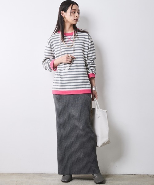 CHIC STYLE（シックスタイル）の「ワイドリブニットタイトスカート＜大きいサイズ有＞シックスタイル（スカート・レディース・ベージュ/チャコール/ブラック・M/L/LL/3L/4L/5L）」の7枚目の写真