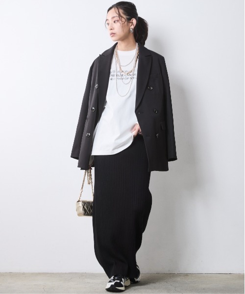 CHIC STYLE（シックスタイル）の「ワイドリブニットタイトスカート＜大きいサイズ有＞シックスタイル（スカート・レディース・ベージュ/チャコール/ブラック・M/L/LL/3L/4L/5L）」の9枚目の写真