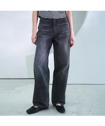 Beads Baggy Denim Pants BLACK