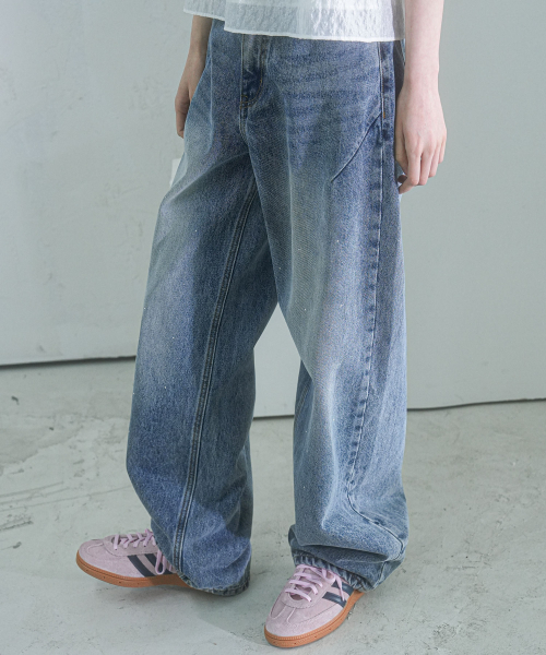 Vivacious(ビバシャス)の「Beads Baggy Denim Pants BLACK(デニムパンツ・レディース・ブラック・SMALL/MEDIUM/LARGE/X-LARGE)」の4枚目の写真