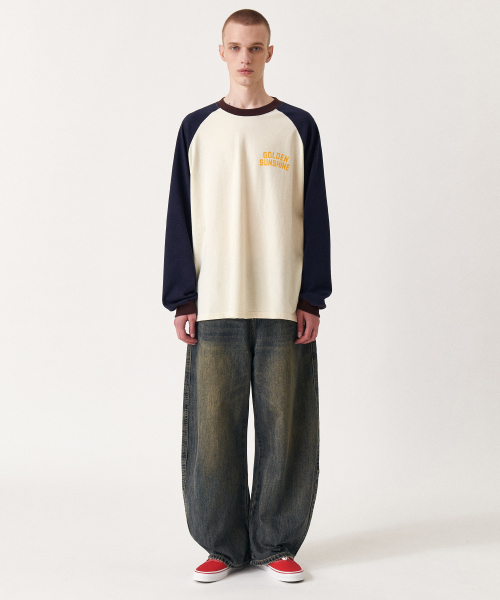 GOLDEN SNSHINE(ゴールデン サンシャイン)の「Curved brush denim wide pants_Blue(デニムパンツ・メンズ・その他・LARGE/X-LARGE/MEDIUM)」の2枚目の写真