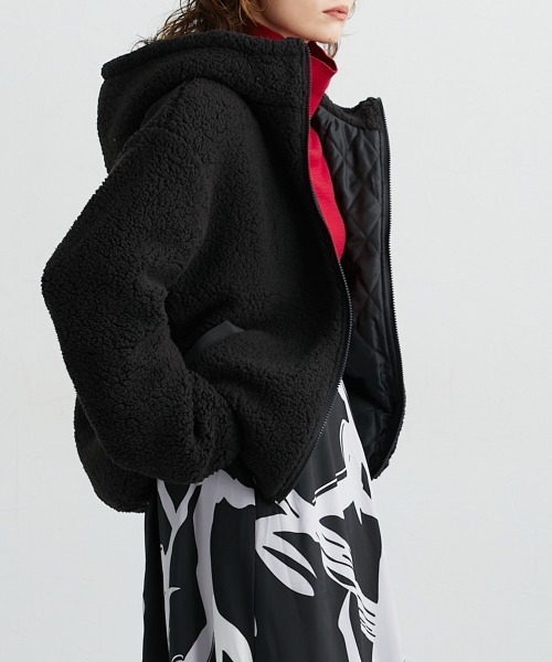 Soiunique（スワユニーク）の「中綿入りボアフードブルゾン　［Soiunique］（カバーオール・レディース・ブラック/モカ・L/M）」の20枚目の写真