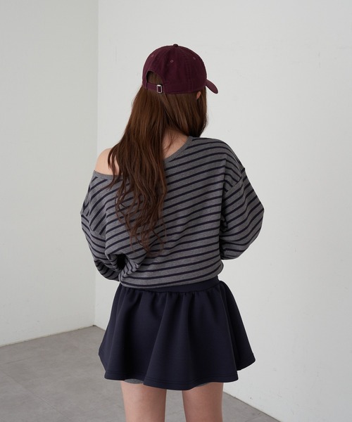 RAY CASSIN(レイカズン)の「ボーダーワンショルニット(ニット/セーター・レディース・レッド系その他2/アイボリー/ブラック系その他2/グレー系その他2・FREE)」の22枚目の写真