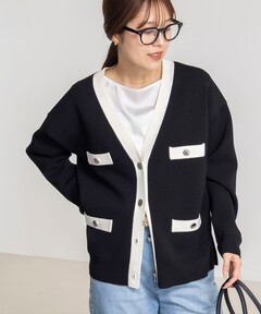 Boucle Bicolor Knit Jacket（ニット/セーター）｜Her lip to（ハー