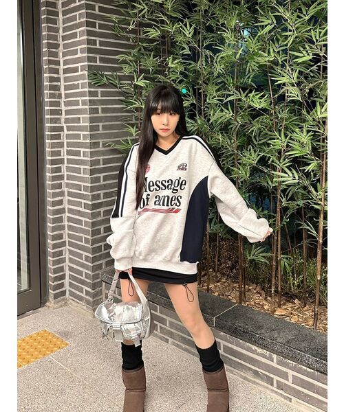 AMESWORLDWIDE（アメスワールドワイド）の「V NECK UNIFORM SWEATSHIRT GREY (AM2DFUM441A)（スウェット・レディース・その他・MEDIUM/LARGE）」の6枚目の写真
