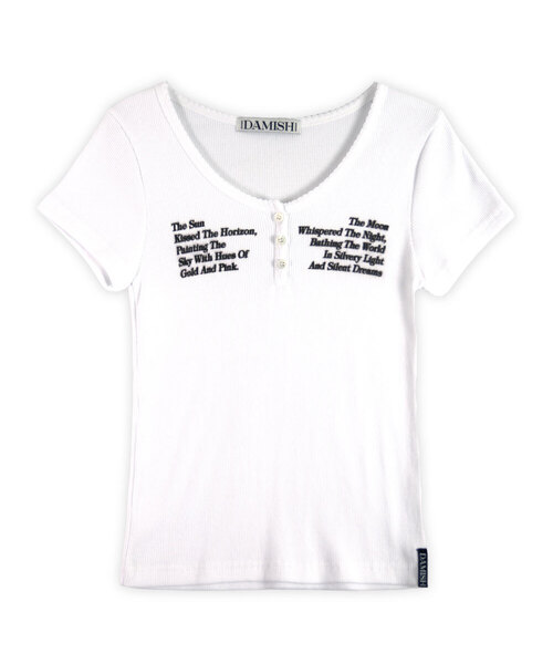 DAMISH(ダミシュ)の「サンアンドムーン レタリング ヘンリーネック_ホワイト(Tシャツ/カットソー・レディース・ホワイト・FREE)」の1枚目の写真