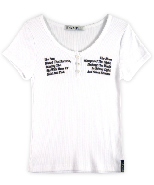 DAMISH(ダミシュ)の「サンアンドムーン レタリング ヘンリーネック_ホワイト(Tシャツ/カットソー・レディース・ホワイト・FREE)」の2枚目の写真