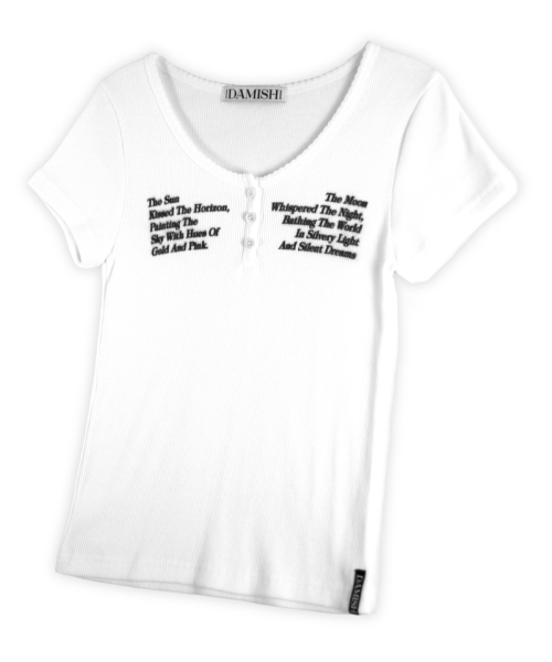DAMISH(ダミシュ)の「サンアンドムーン レタリング ヘンリーネック_ホワイト(Tシャツ/カットソー・レディース・ホワイト・FREE)」の3枚目の写真