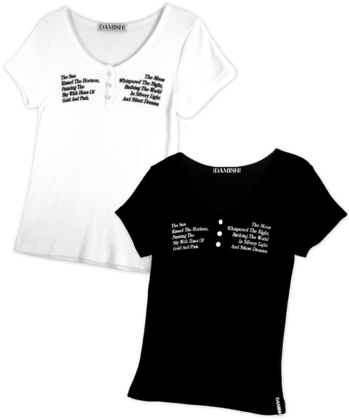 DAMISH(ダミシュ)の「サンアンドムーン レタリング ヘンリーネック_ホワイト(Tシャツ/カットソー・レディース・ホワイト・FREE)」の4枚目の写真