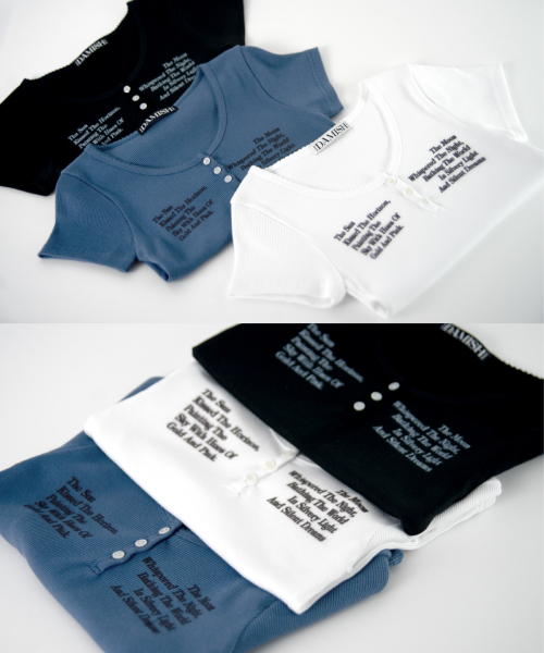 DAMISH(ダミシュ)の「サンアンドムーン レタリング ヘンリーネック_ホワイト(Tシャツ/カットソー・レディース・ホワイト・FREE)」の5枚目の写真