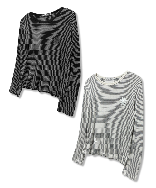 DAMISH（ダミシュ）の「ティンストライプシンボルロゴロングスリーブ_ブラック（Tシャツ/カットソー・レディース・ブラック・FREE）」の6枚目の写真