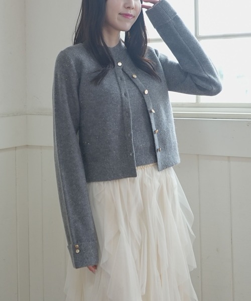 archives（アルシーヴ）の「金ボタンラメニットアンサンブル（アンサンブル・レディース・グレー/ワイン/アイボリー/ミント・MEDIUM）」の3枚目の写真