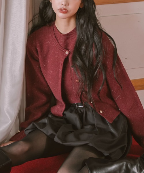 archives（アルシーヴ）の「金ボタンラメニットアンサンブル（アンサンブル・レディース・グレー/ワイン/アイボリー/ミント・MEDIUM）」の9枚目の写真