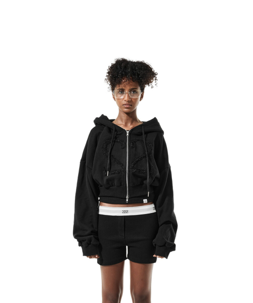 222(イトゥドゥル)の「HOODIE 002 (BLACK)(パーカー・レディース・ブラック・FREE)」の1枚目の写真