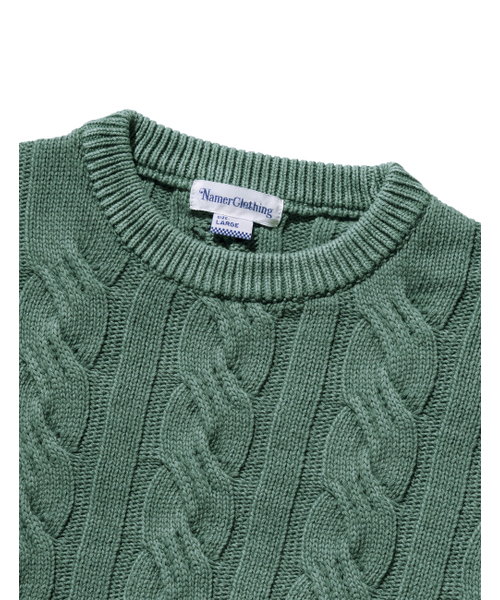 NAMERCLOTHING（ネイマークローディング）の「PIGMENT ARAN CABLE SWEATER VINTAGE GREEN（ニット/セーター・レディース・その他・LARGE/X-LARGE）」の5枚目の写真