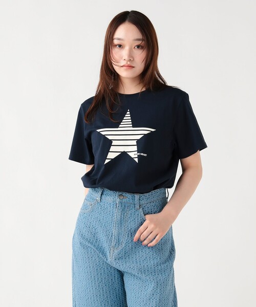 BEAMS HEART（ビームスハート）の「フロッキー スター Tシャツ（Tシャツ/カットソー・レディース・オフホワイト/チャコールグレー/ネイビー・MEDIUM/LARGE）」の20枚目の写真