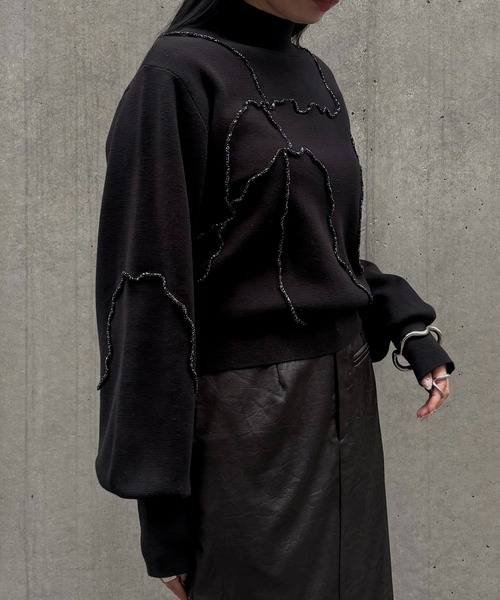 &g'aime(アンジェム)の「【&g'aime 】ラメメローラインニット Lame Merrow-Line Knit(ニット/セーター・レディース・ブラウン/チャコールグレー/ブラック・FREE)」の8枚目の写真