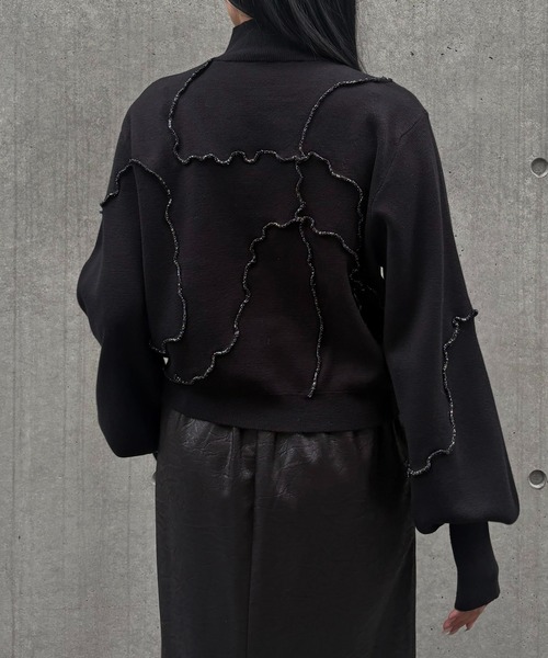 &g'aime(アンジェム)の「【&g'aime 】ラメメローラインニット Lame Merrow-Line Knit(ニット/セーター・レディース・ブラウン/チャコールグレー/ブラック・FREE)」の10枚目の写真