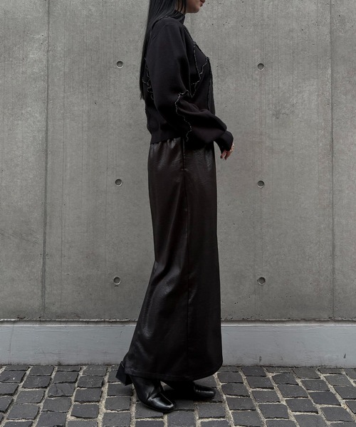 &g'aime(アンジェム)の「【&g'aime 】ラメメローラインニット Lame Merrow-Line Knit(ニット/セーター・レディース・ブラウン/チャコールグレー/ブラック・FREE)」の13枚目の写真