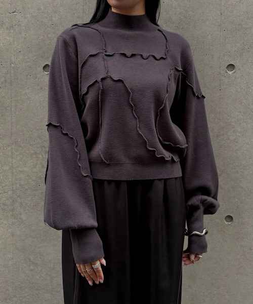 &g'aime(アンジェム)の「【&g'aime 】ラメメローラインニット Lame Merrow-Line Knit(ニット/セーター・レディース・ブラウン/チャコールグレー/ブラック・FREE)」の15枚目の写真