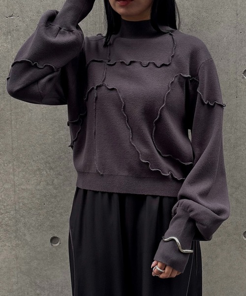 &g'aime(アンジェム)の「【&g'aime 】ラメメローラインニット Lame Merrow-Line Knit(ニット/セーター・レディース・ブラウン/チャコールグレー/ブラック・FREE)」の16枚目の写真