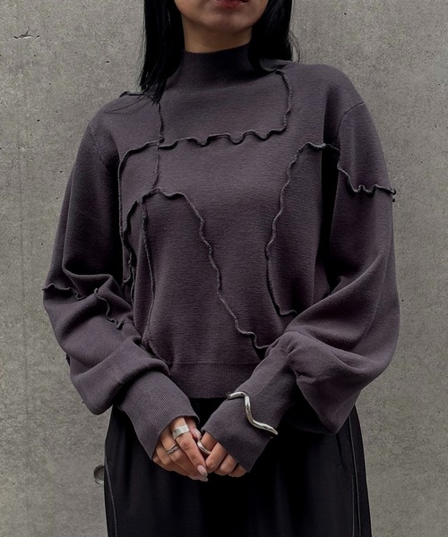 &g'aime(アンジェム)の「【&g'aime 】ラメメローラインニット Lame Merrow-Line Knit(ニット/セーター・レディース・ブラウン/チャコールグレー/ブラック・FREE)」の17枚目の写真