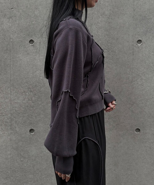 &g'aime(アンジェム)の「【&g'aime 】ラメメローラインニット Lame Merrow-Line Knit(ニット/セーター・レディース・ブラウン/チャコールグレー/ブラック・FREE)」の18枚目の写真