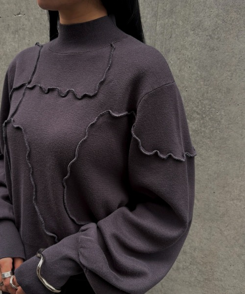 &g'aime(アンジェム)の「【&g'aime 】ラメメローラインニット Lame Merrow-Line Knit(ニット/セーター・レディース・ブラウン/チャコールグレー/ブラック・FREE)」の22枚目の写真