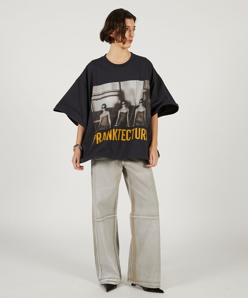 PRANK PROJECT(プランクプロジェクト)の「【Pre-Order】裾ボーンTシャツ / Wire Hem Big Tee(Tシャツ/カットソー・レディース・チャコールグレー/ホワイト・FREE)」の4枚目の写真