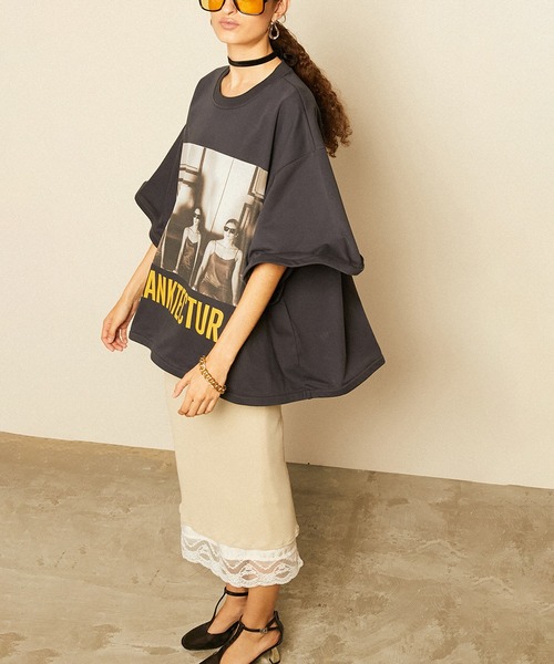 PRANK PROJECT(プランクプロジェクト)の「【Pre-Order】裾ボーンTシャツ / Wire Hem Big Tee(Tシャツ/カットソー・レディース・チャコールグレー/ホワイト・FREE)」の20枚目の写真