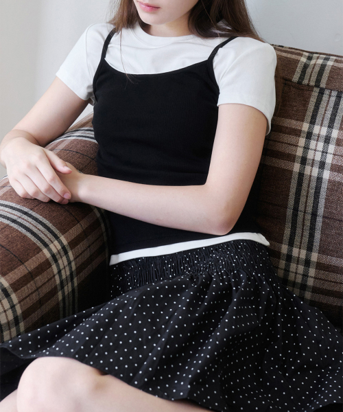 ALKI ALKA(アルキアルカ)の「Smocked Dot Skirt (Black)(スカート・レディース・ブラック・FREE)」の4枚目の写真