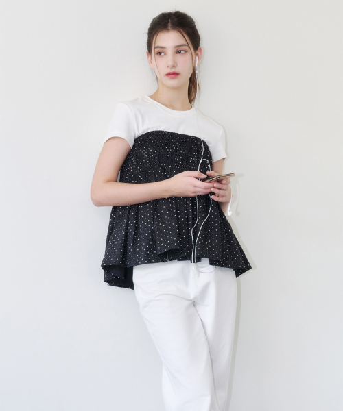 ALKI ALKA(アルキアルカ)の「Smocked Dot Skirt (Black)(スカート・レディース・ブラック・FREE)」の5枚目の写真