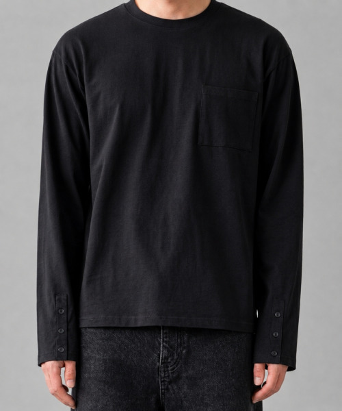 UNLOADER（アンローダー）の「スリーボタンセミクロップロングスリーブ[ブラック]（Tシャツ/カットソー・メンズ・その他・X-LARGE）」の5枚目の写真