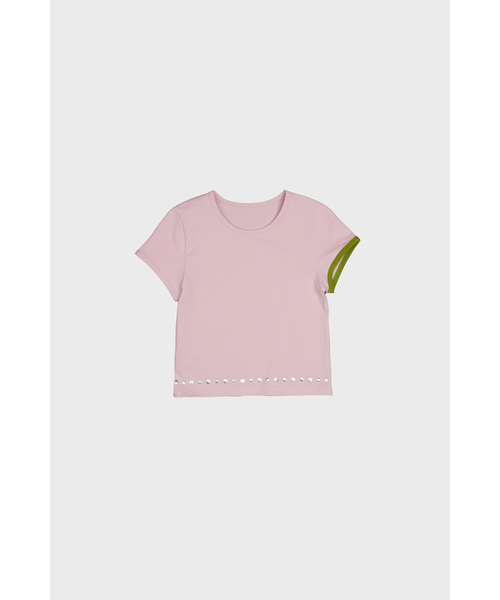 DARED(デェアド)の「ASYMMETRICAL SLEEVE BEACH TEE IN PINK/GREEN(Tシャツ/カットソー・レディース・その他・OS)」の3枚目の写真
