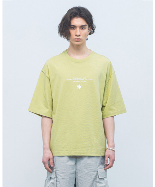 ACEI(アセイ)の「スローガンオーバーサイズTシャツライトグリーン(Tシャツ/カットソー・メンズ・その他・MEDIUM/LARGE)」の1枚目の写真